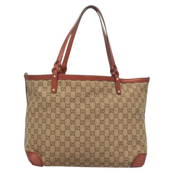 GUCCI GG Canvas Tote Bag Beige Gold 247209 Auth - Picture 3 of 16